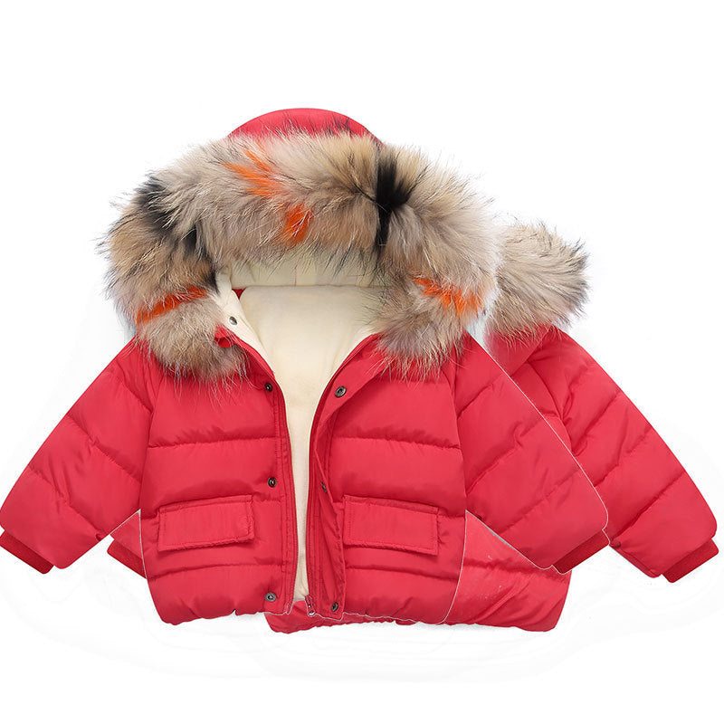 Thick winter coat with faux fur hood – Baby & Child