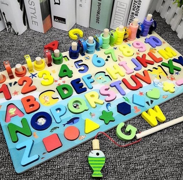 Puzzle éducatif 3D – Chiffres et lettres en bois