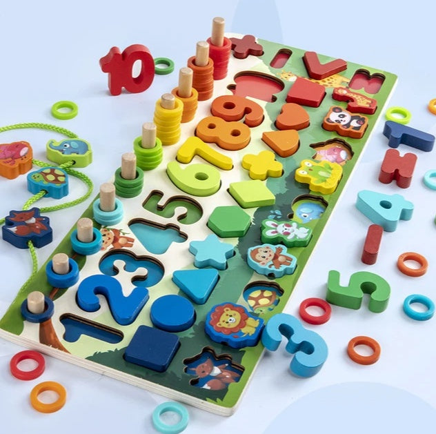 Puzzle éducatif 3D – Chiffres et lettres en bois