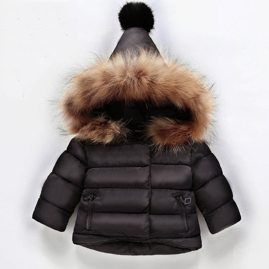 Manteau d’hiver épais avec capuche en fausse fourrure – Bébé & Enfant