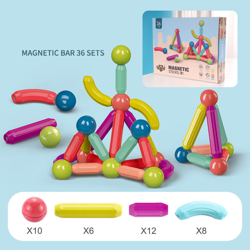 Bâtonnets magnétiques colorés – Jeu de construction créatif