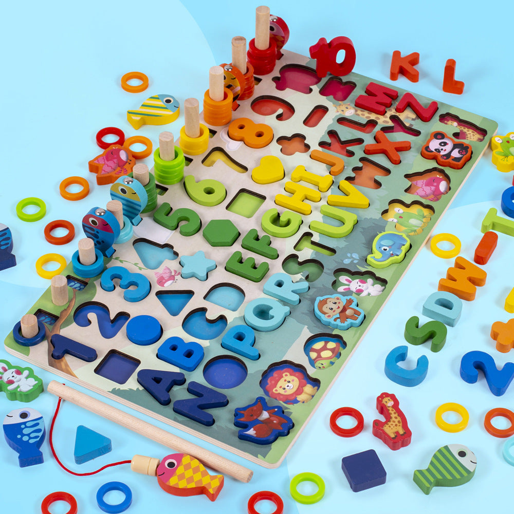 Puzzle éducatif 3D – Chiffres et lettres en bois