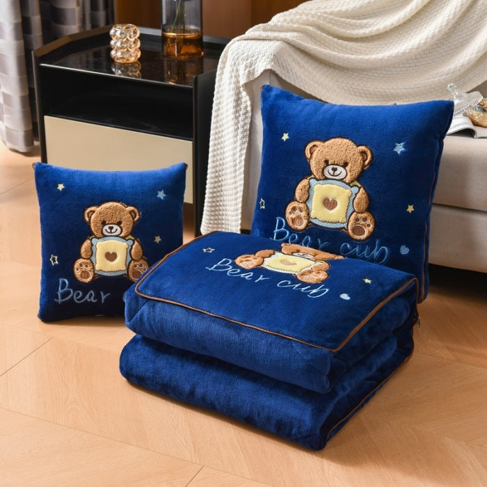 Coussin-couverture “Teddy Dream” – Douceur et confort pour petits et grands