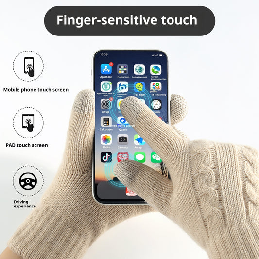 Gants tricotés doublés en polar – Chauds, confortables et coupe-vent