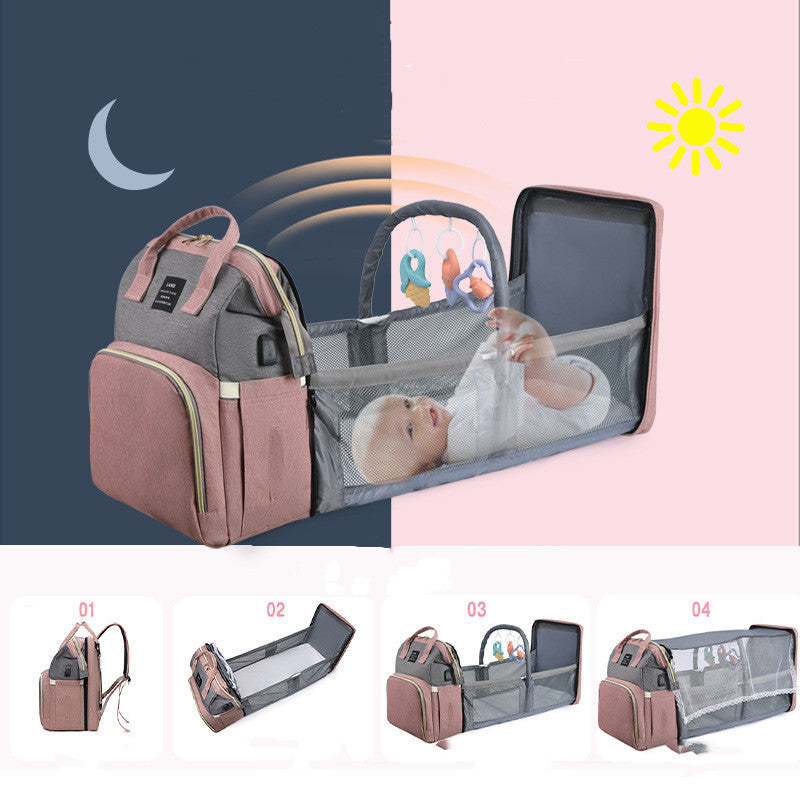 Sac à Dos Bébé 3-en-1 – Berceau Portatif, Espace Isotherme & Rangement Intelligent