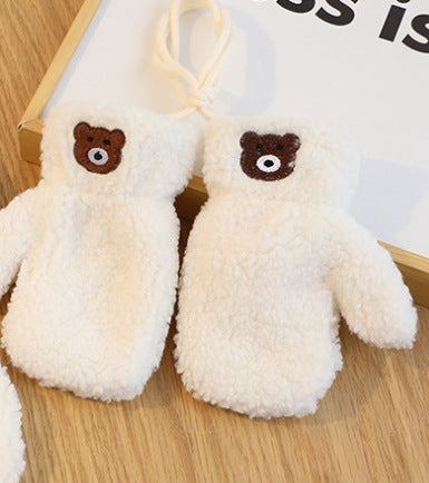 Mitaines d’hiver en peluche avec petit ourson – Douces, chaudes et adorables
