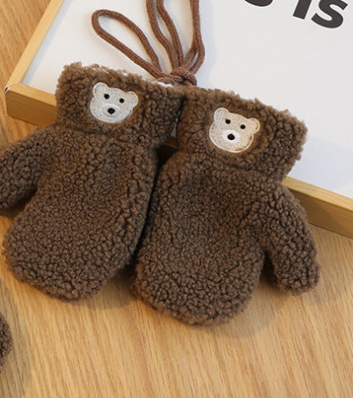 Mitaines d’hiver en peluche avec petit ourson – Douces, chaudes et adorables